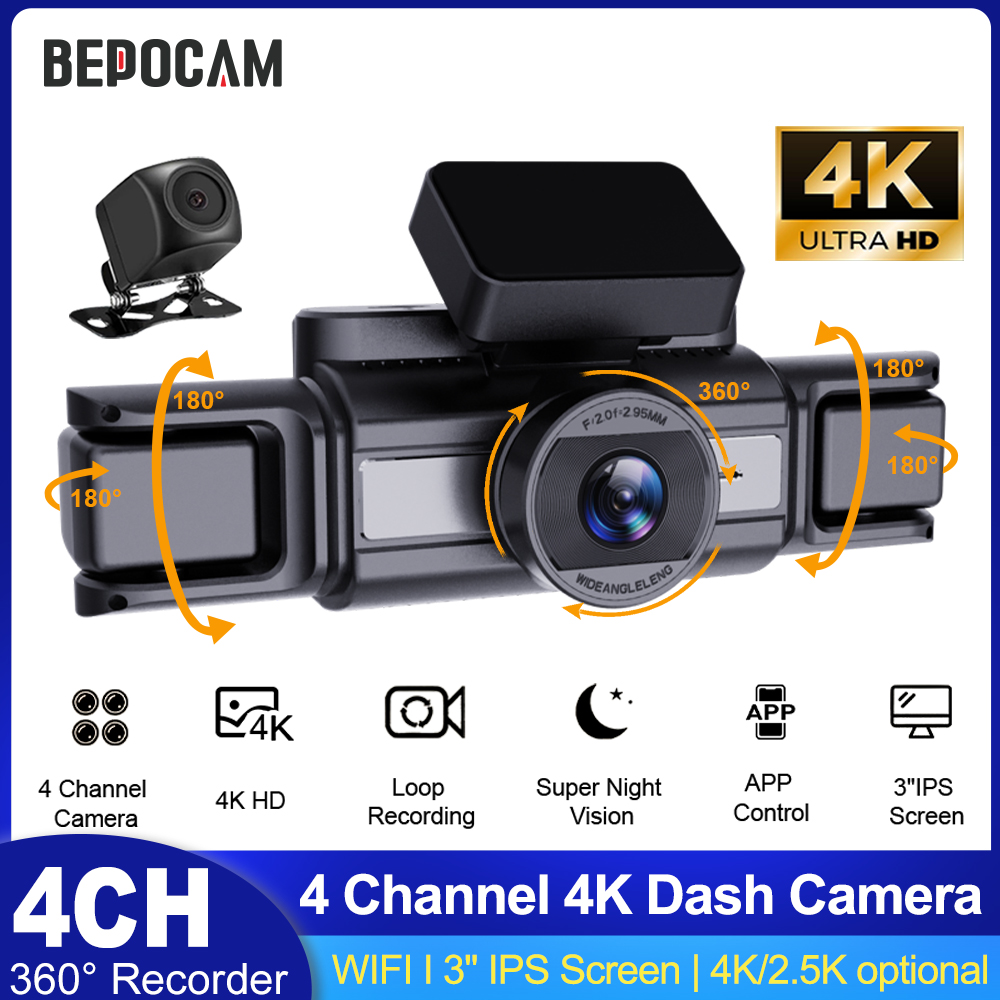 BEPOCAM 4CH 4K Видеорегистрато – обзор и цена Panoramic Dash Cam 360